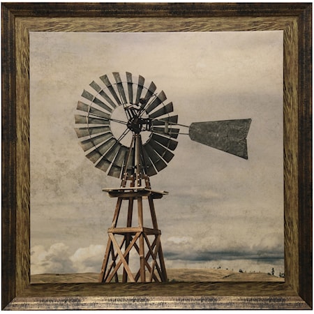 Oklahoma Windmill Print Textured and Framed